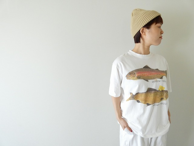 天竺クルーT　トラウト2匹PECKISH RAINBOWYプリント