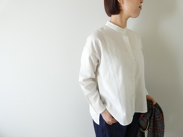 cotton wool band collar shirt