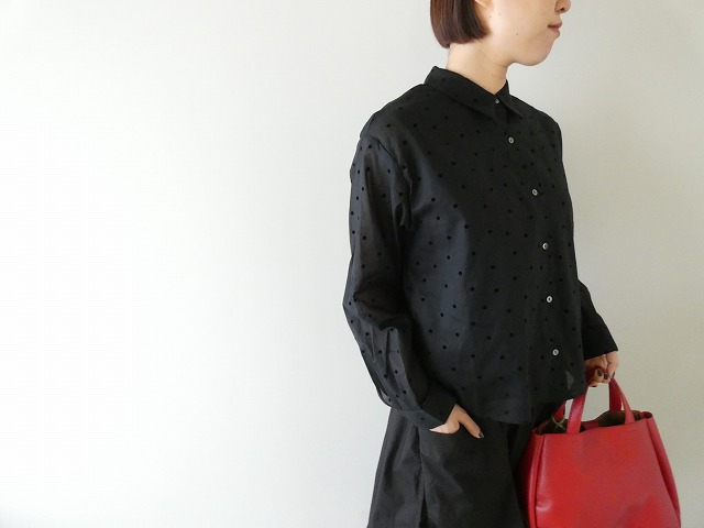 フロッキードットプリントシャツ