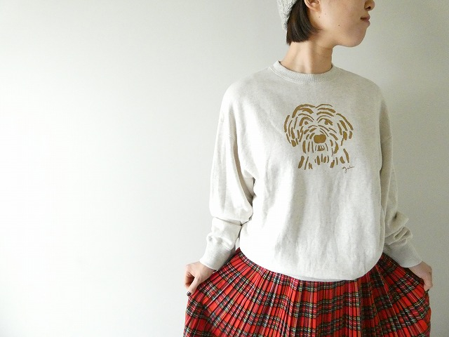 シャギードッグプリント おじさん犬コーマ裏毛プルオーバー