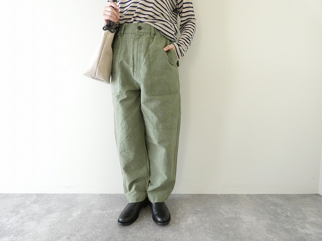 コットンリネンシバーシブルカルゼファナージュワークパンツ