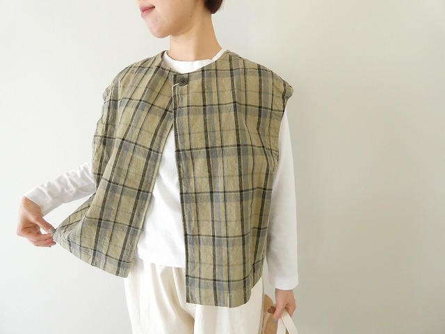 リネンコットンチェック2Wayベスト