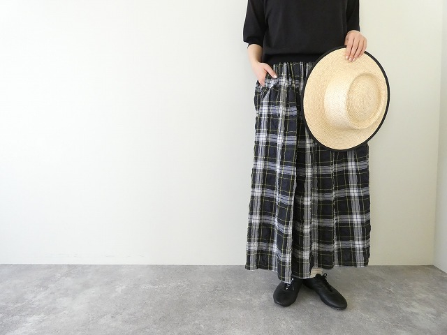 サッカータータンチェック紐付き三段ゴムスカート