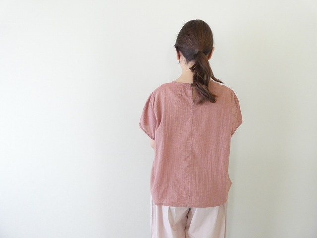 Sarahwear(サラウェア) Shirring Lawn Check　シャーリングローンチェッククルーネック半袖ブラウスの商品画像5