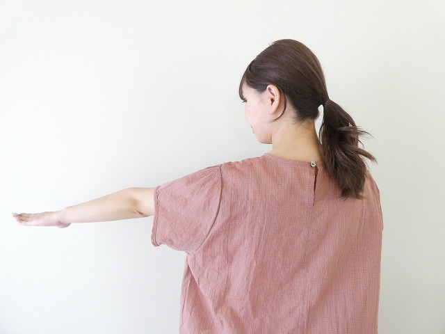 Sarahwear(サラウェア) Shirring Lawn Check　シャーリングローンチェッククルーネック半袖ブラウスの商品画像8