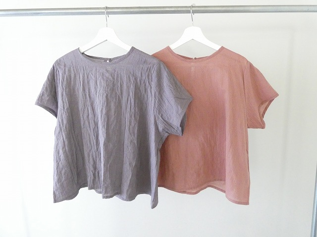 Sarahwear(サラウェア) Shirring Lawn Check　シャーリングローンチェッククルーネック半袖ブラウスの商品画像9