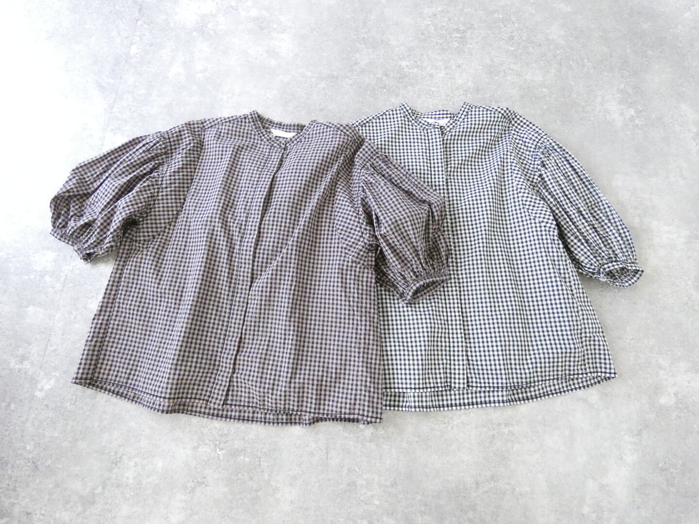 homspun(ホームスパン) ギンガム&無地パフスリーブブラウスの商品画像4