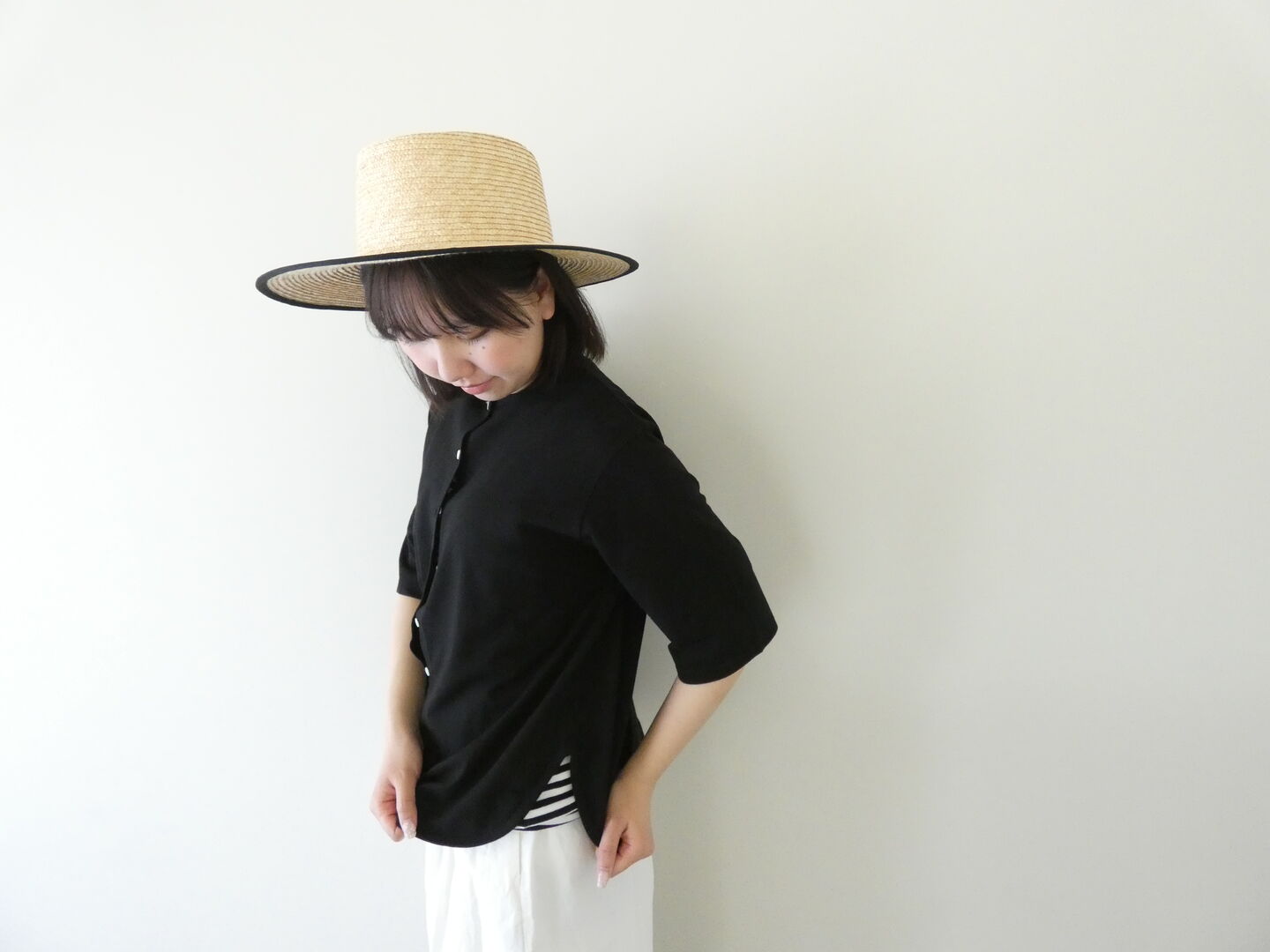 homspun(ホームスパン) 60/2天竺半袖カーディガンの商品画像1