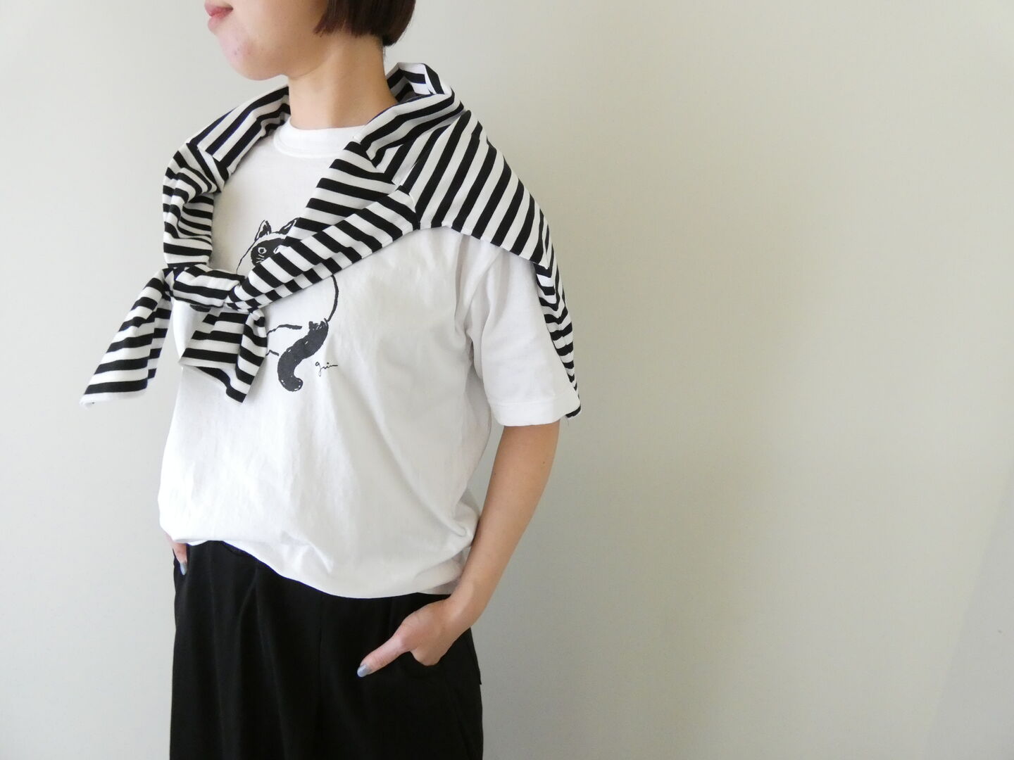 grin(グリン) オーガニックエーゲ海シャム猫プリントTシャツの商品画像2