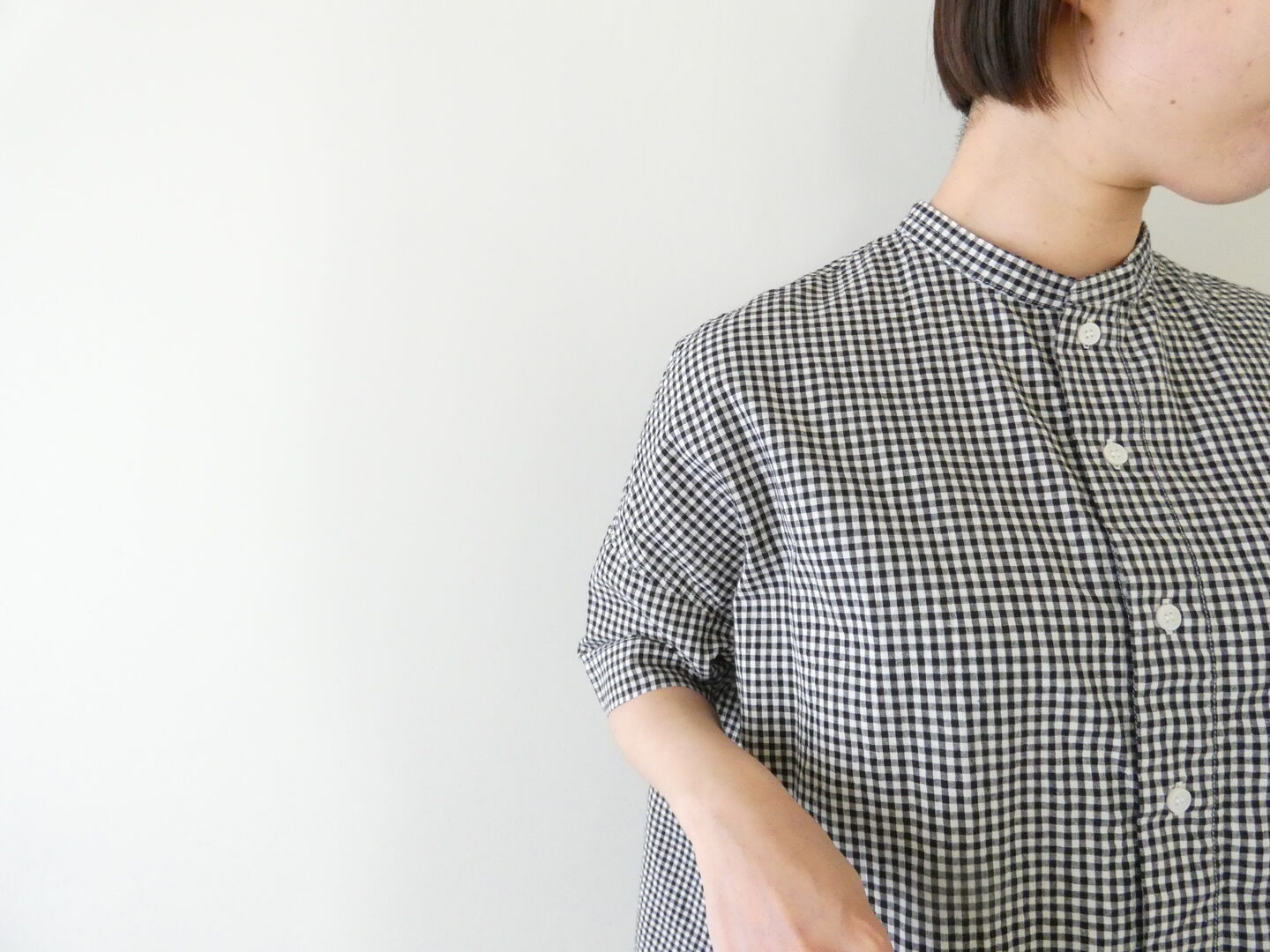 grin(グリン) モノトーンチェック5分袖ワイドシャツの商品画像16
