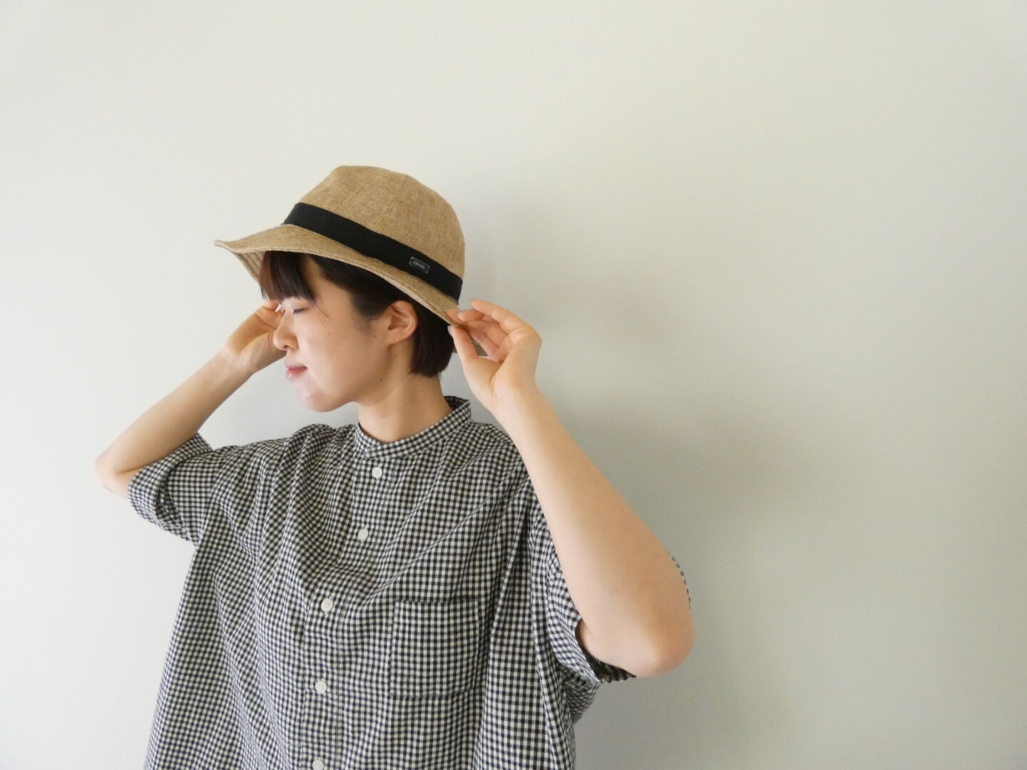 grin(グリン) モノトーンチェック5分袖ワイドシャツの商品画像6