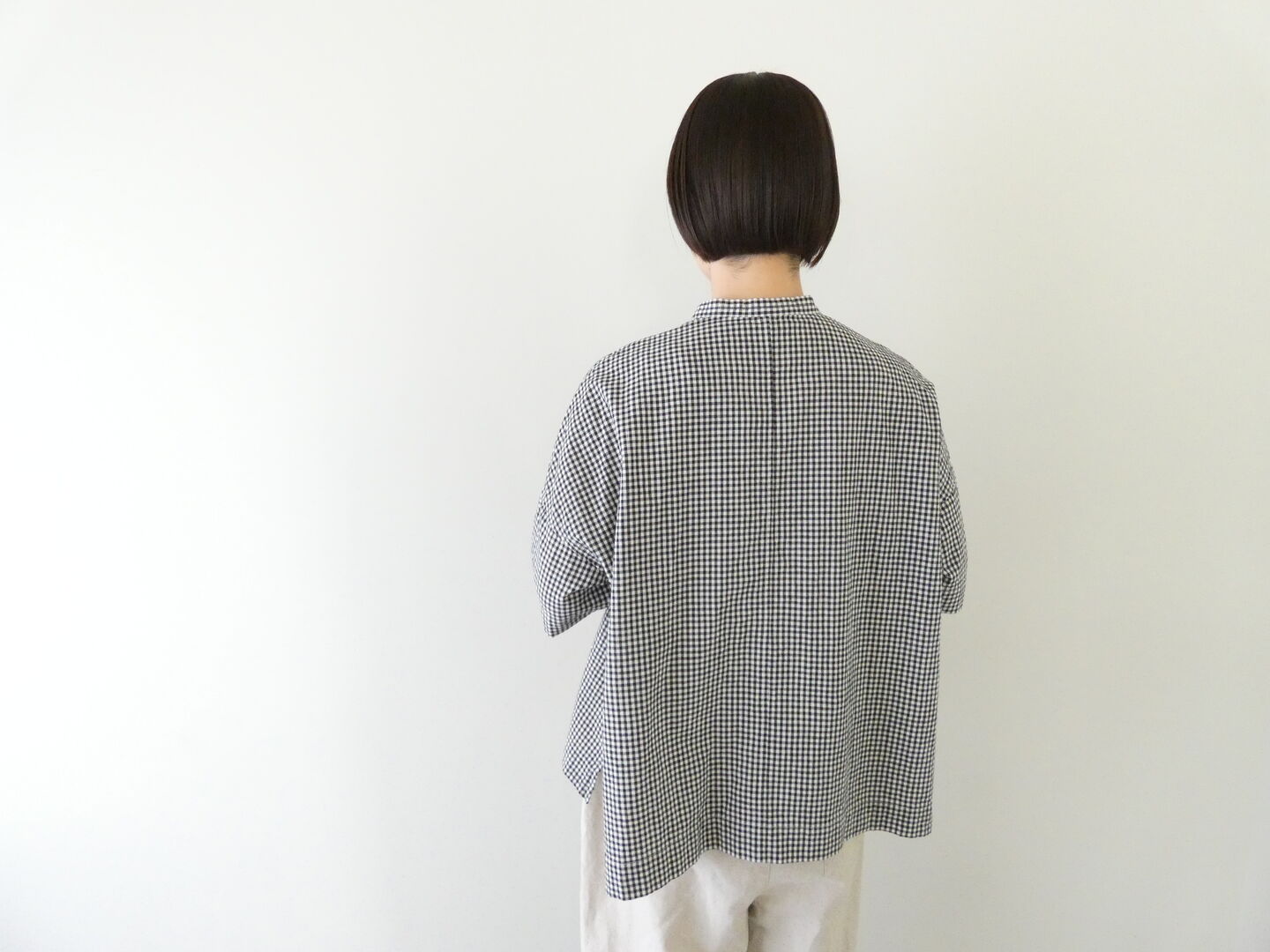 grin(グリン) モノトーンチェック5分袖ワイドシャツの商品画像7