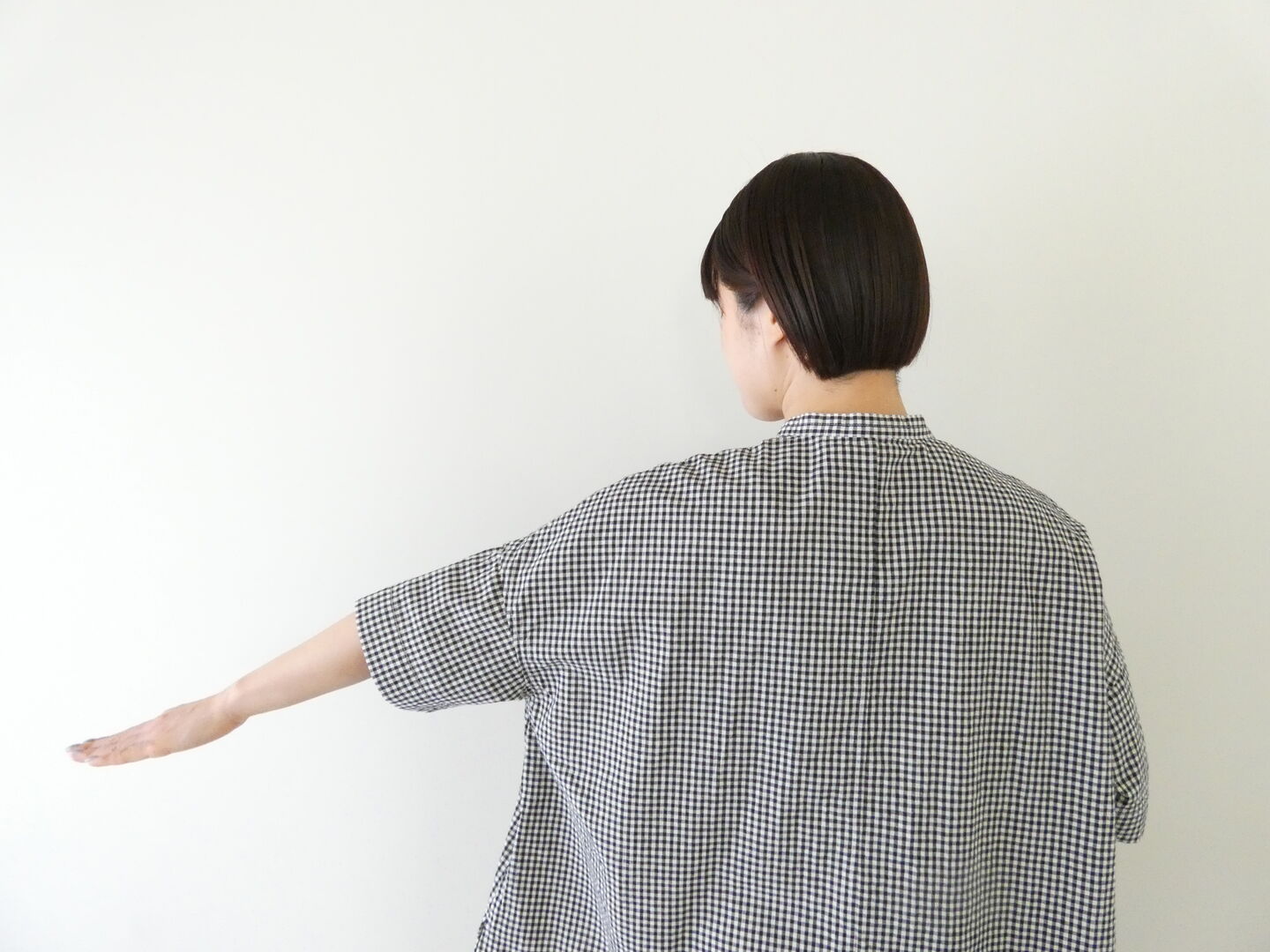 grin(グリン) モノトーンチェック5分袖ワイドシャツの商品画像8