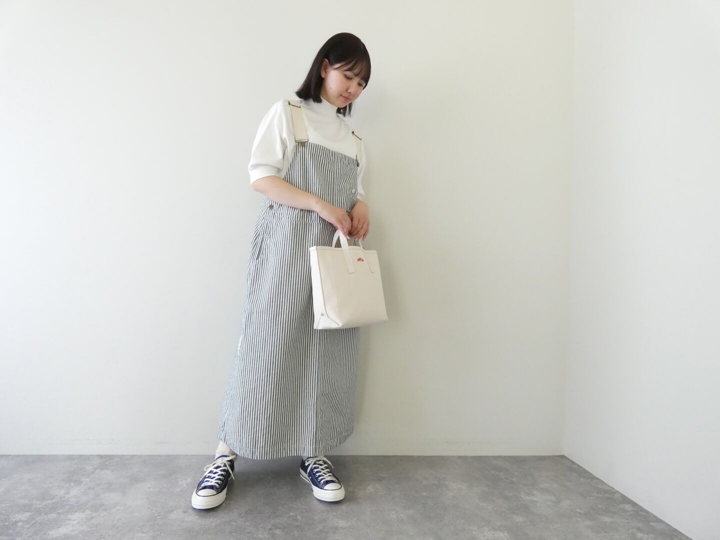 快晴堂(かいせいどう) HAYATE・Duty Wear/小さな造船所のワークウエアヒッコリーBIGオーバーオールスカートの商品画像1