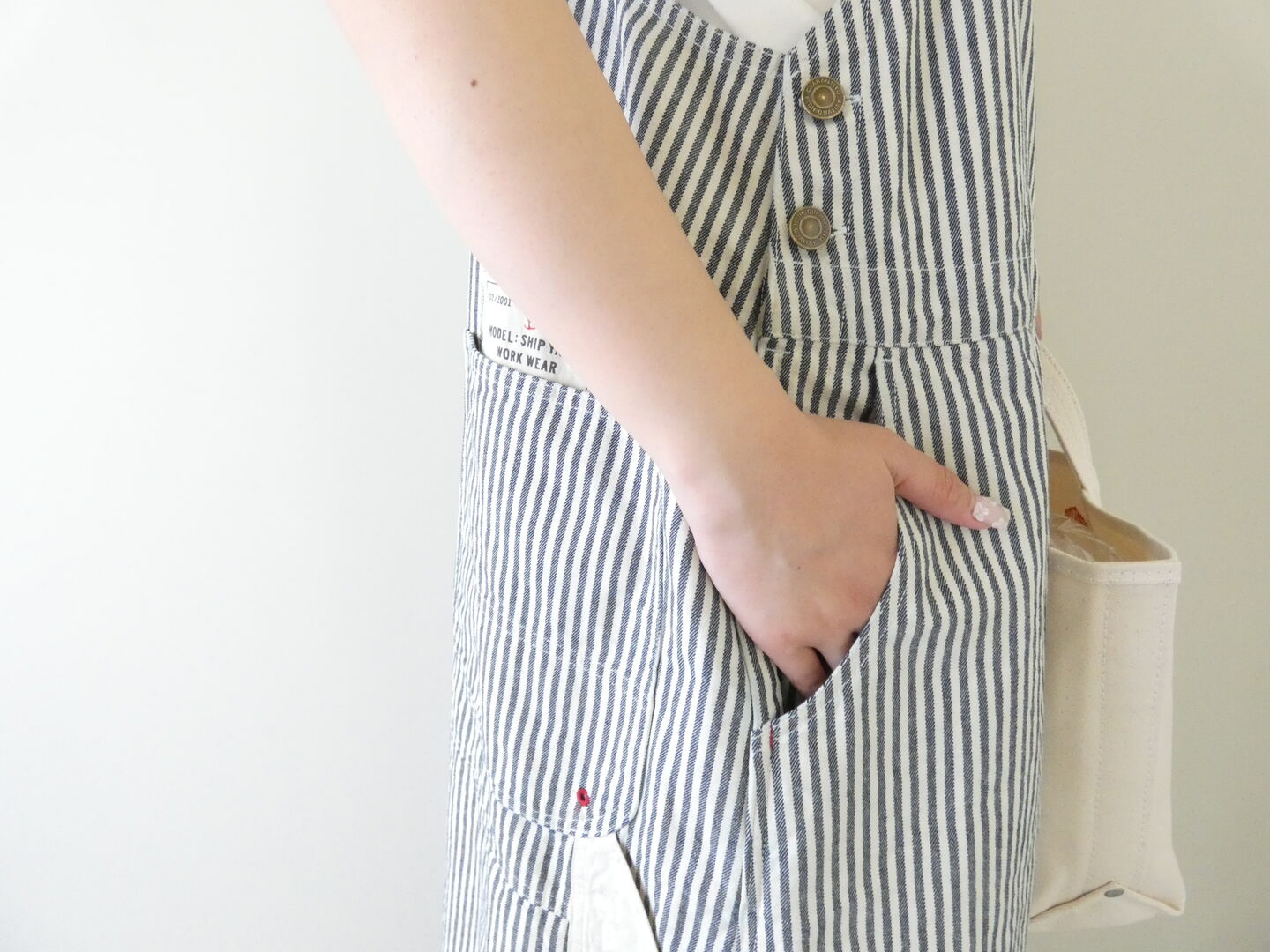 快晴堂(かいせいどう) HAYATE・Duty Wear/小さな造船所のワークウエアヒッコリーBIGオーバーオールスカートの商品画像5