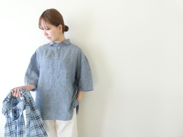 LOLO(ロロ) リネンシャンブレー半袖ビックシャツの商品画像2