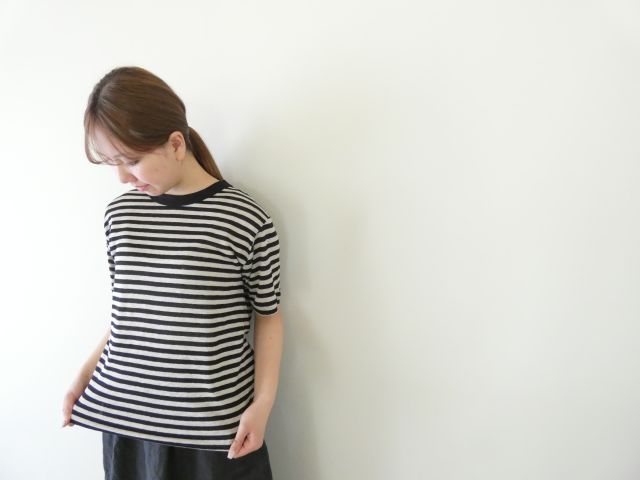 mao made(マオメイド) ベルギーリネンハーフスリーブ細しましまTEEの商品画像7