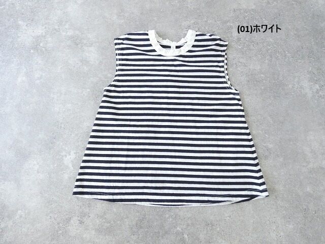 prit(プリット) 30/1リサイクルムラ糸天竺ボーダーノースリーブフレアプルオーバーの商品画像28