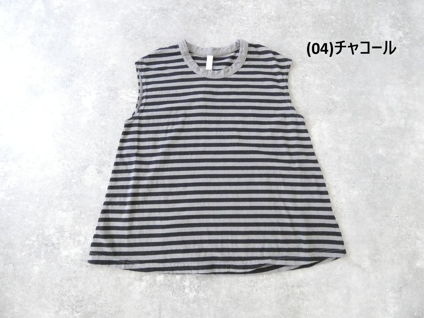 prit(プリット) 30/1リサイクルムラ糸天竺ボーダーノースリーブフレアプルオーバーの商品画像42