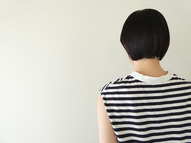 prit(プリット) 30/1リサイクルムラ糸天竺ボーダーノースリーブフレアプルオーバーの商品画像6