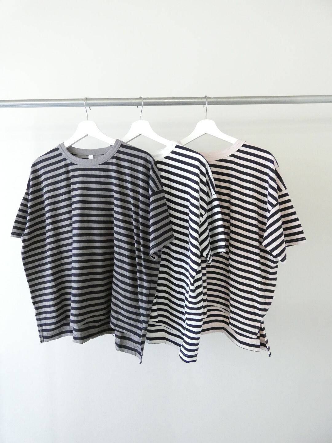 prit(プリット) 30/1リサイクルムラ糸天竺ボーダー5分袖ワイドTシャツの商品画像11