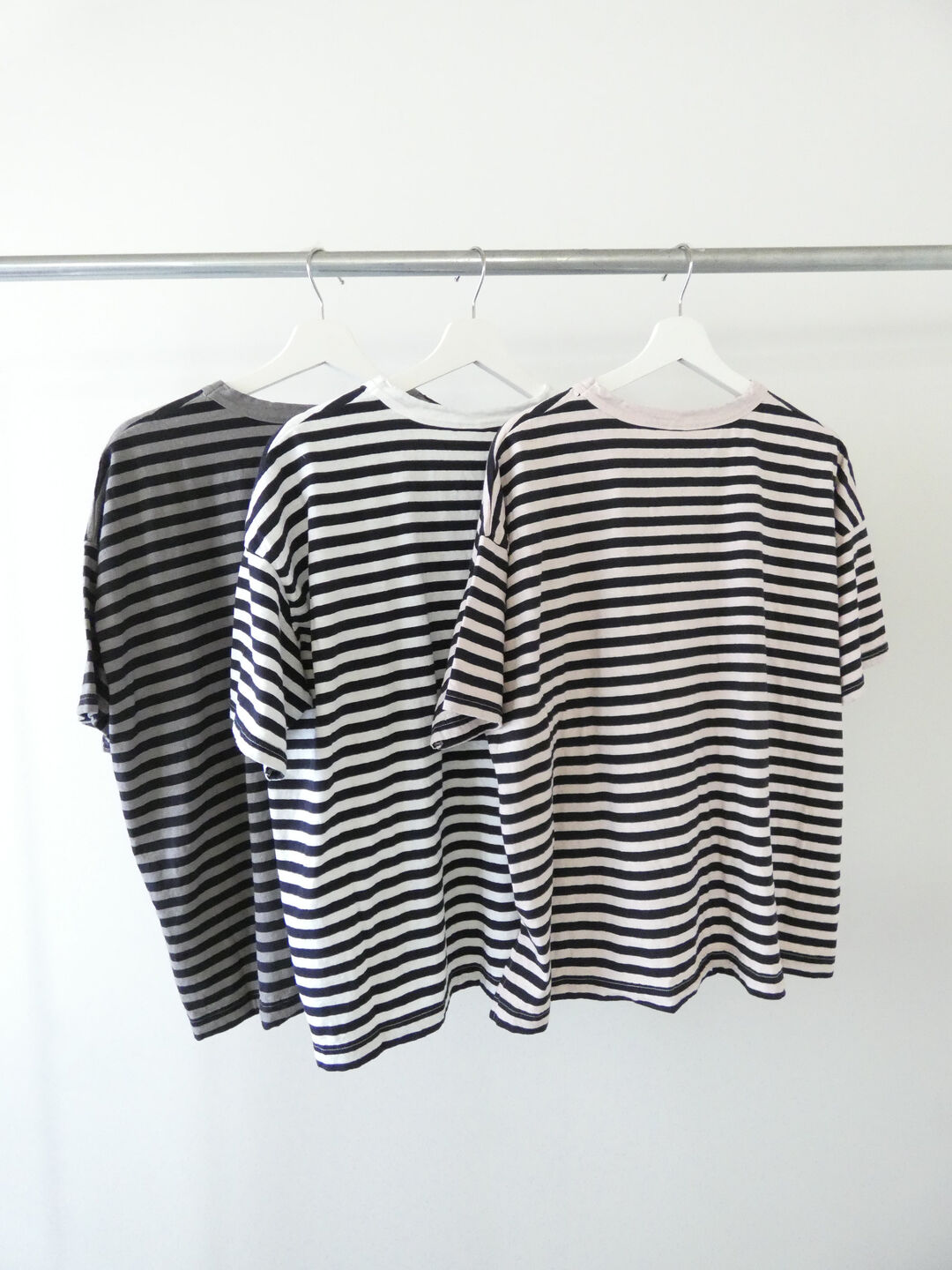 prit(プリット) 30/1リサイクルムラ糸天竺ボーダー5分袖ワイドTシャツの商品画像12