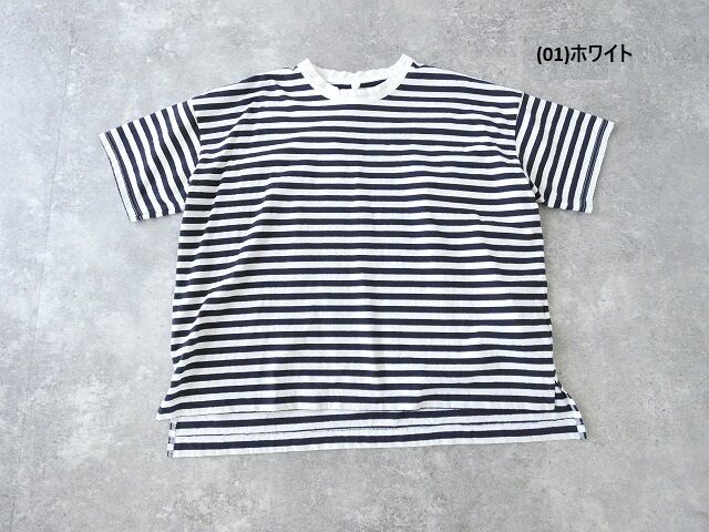 prit(プリット) 30/1リサイクルムラ糸天竺ボーダー5分袖ワイドTシャツの商品画像28