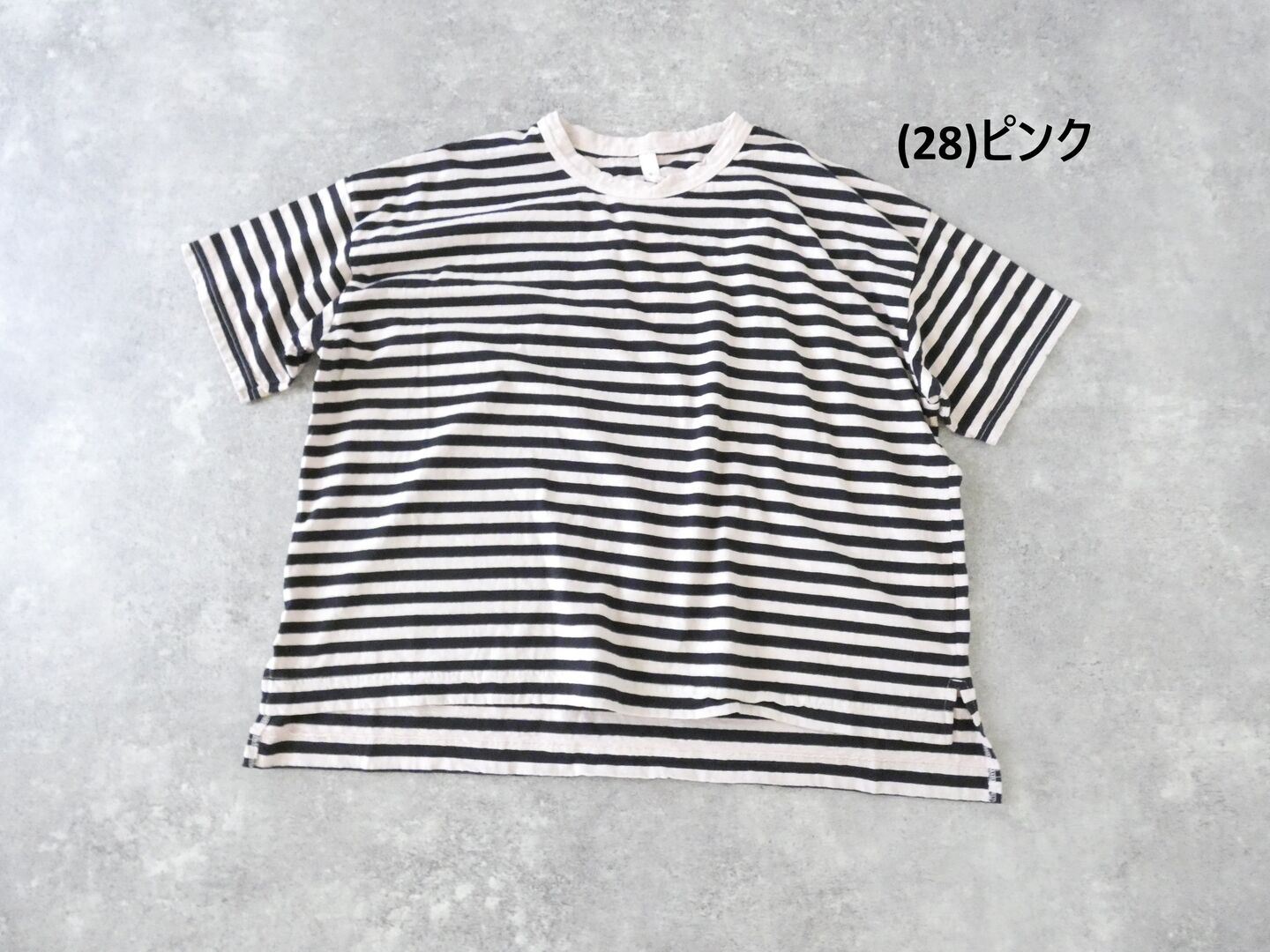 prit(プリット) 30/1リサイクルムラ糸天竺ボーダー5分袖ワイドTシャツの商品画像42